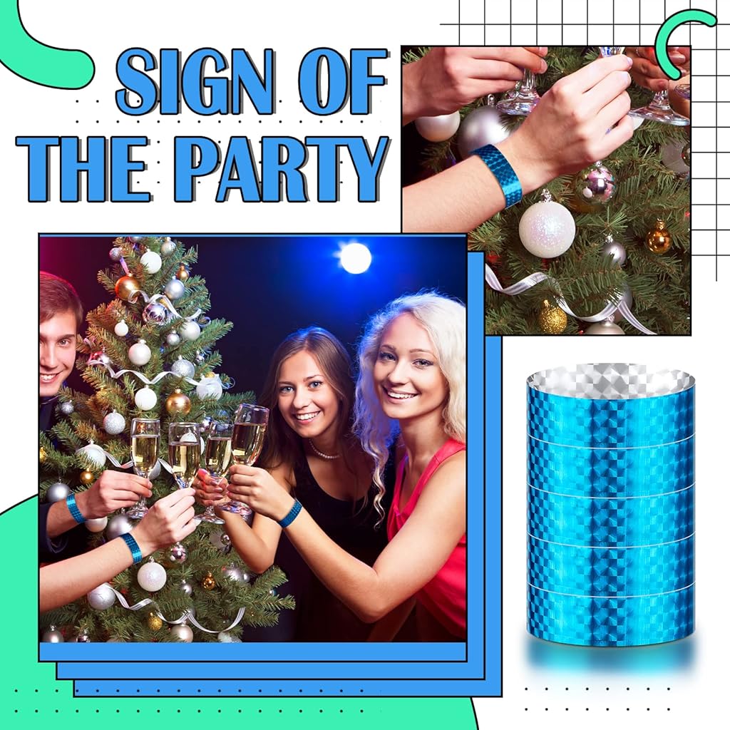 HASTHIP® Paper Wristbands Neon Wrist Bands, Blue HASTHIP® Paper Wristbands Neon Wrist Bands, Blue
